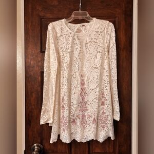 Free People Lace Open Back Tunic - Ivory - Small - Like New
